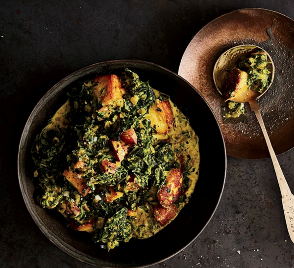 Silky spinach with fresh cheese