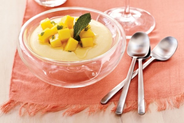 Silky yogurt mango mousse