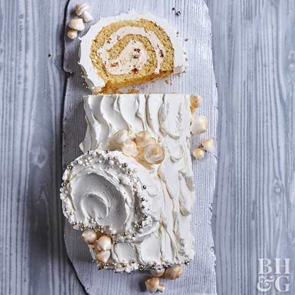 Silver and gold Yule log