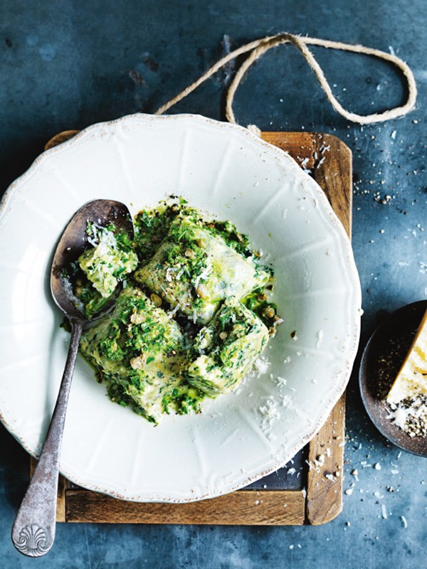 Silver beet and lemon ricotta gnocchi with salsa verde