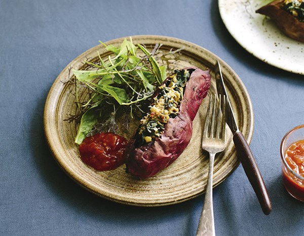 Silverbeet & ricotta-stuffed kumara
