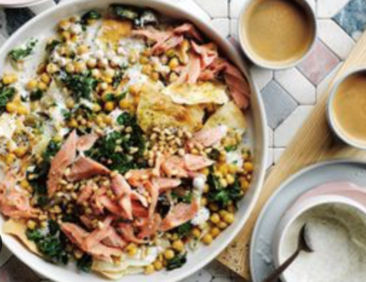 Silverbeet fatteh, sumac yoghurt, chickpeas