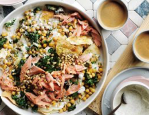 Silverbeet fatteh with sumac yoghurt and chickpeas