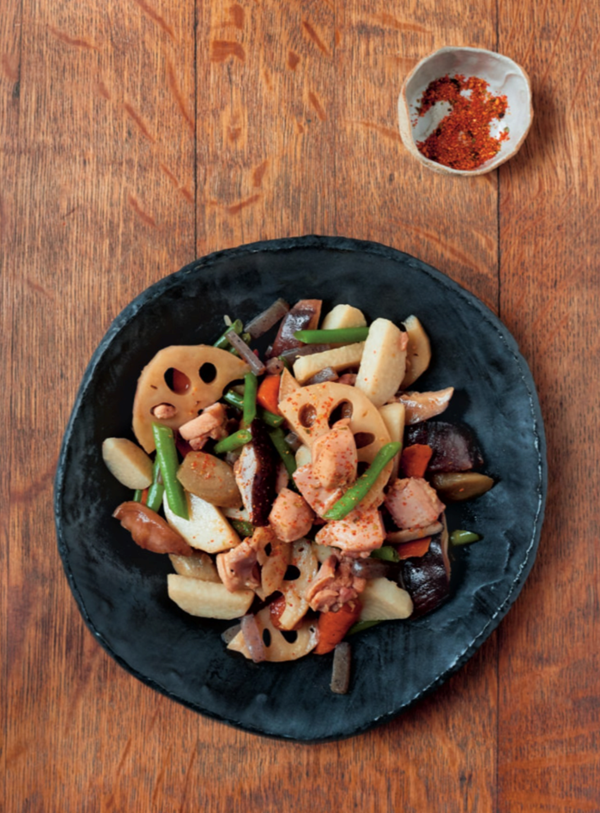 Simmered chicken and vegetables