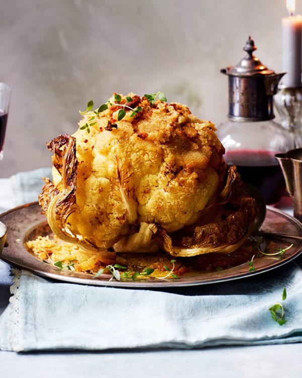Simon Rogan's whole roasted cauliflower with creamed leeks and cheese sauce