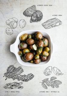 Simple boiled potatoes with sweet butter and herbs