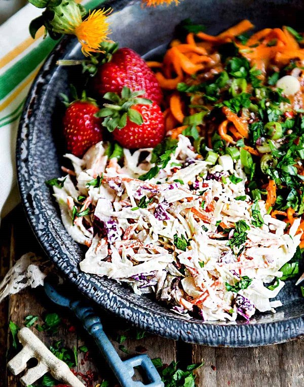 Simple cashew coleslaw
