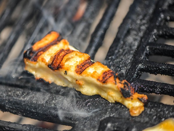 Simple grilled kefalotyri cheese