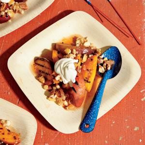 Simple grilled stone fruit crumble