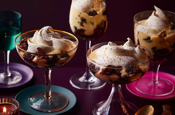 Simple individual Christmas pudding trifles