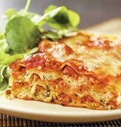 Simple lasagna with hearty tomato-meat sauce