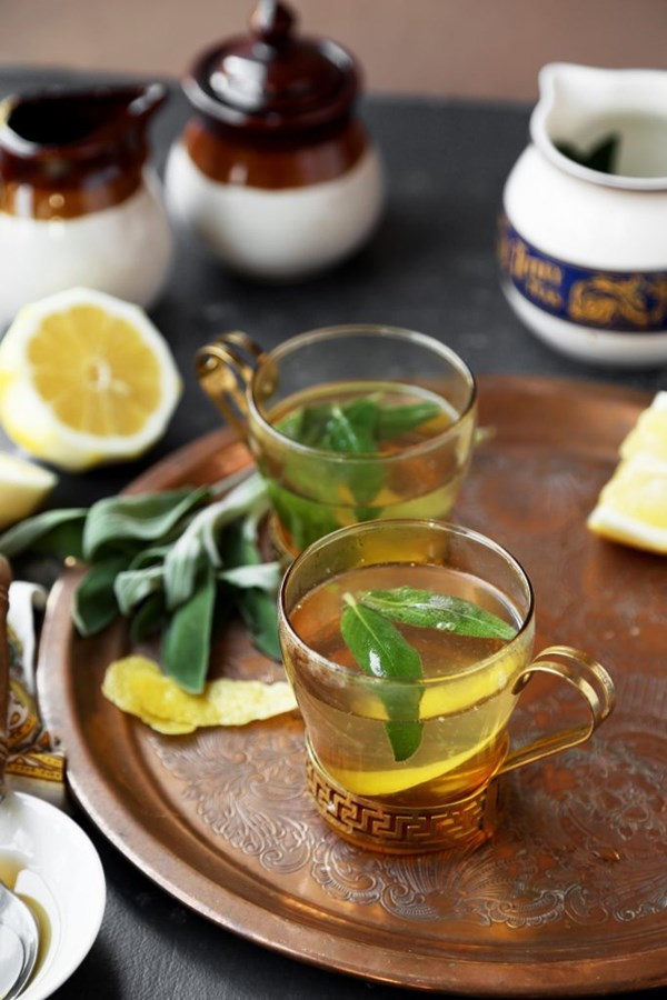 Simple lemon and sage tisane