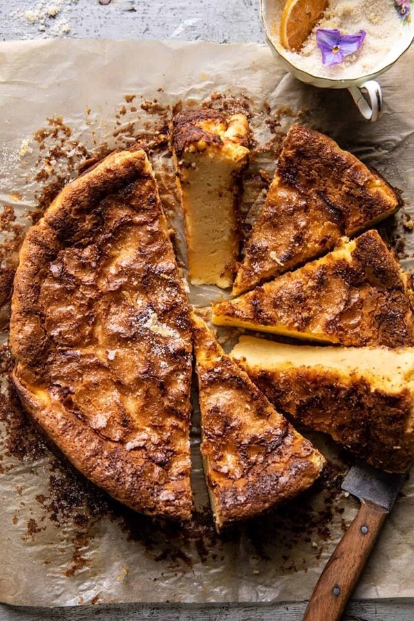Simple lemon sugar burnt Basque cheesecake