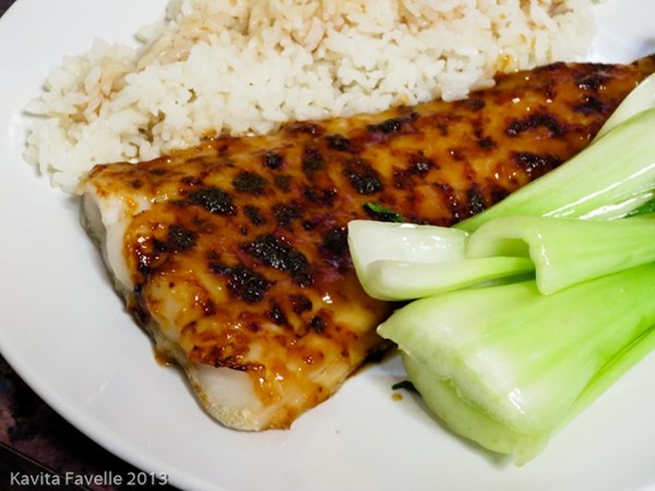 Simple miso cod with sesame pak choi