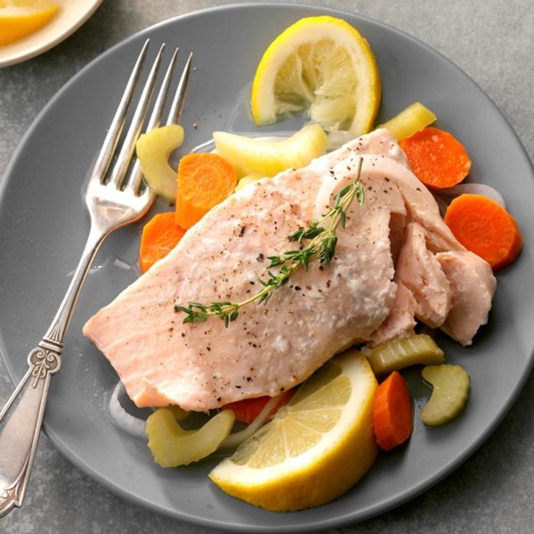Simple poached salmon