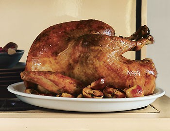 Simple roast turkey with rich turkey gravy