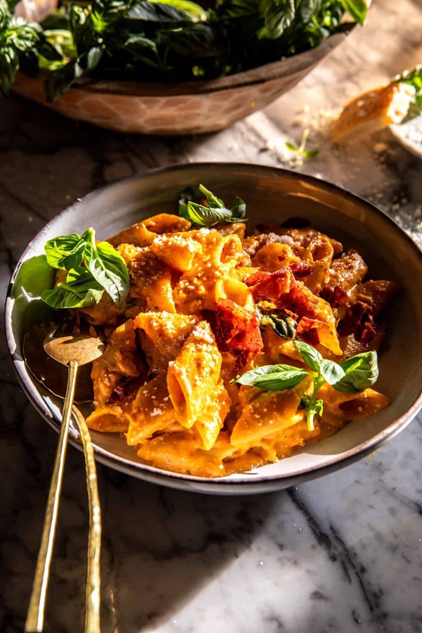 Simple roasted Sun Gold cherry tomato pasta