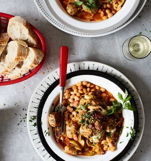 Simple sausage and thyme cassoulet
