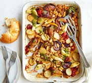 Simple sausage traybake