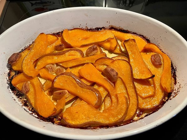 Simple skin-on baked squash slices 