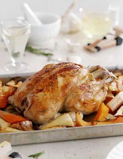 Simple slow-roast chicken dinner