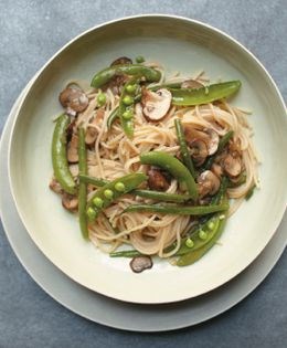 Simple spring vegetables with pasta