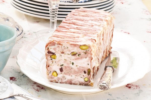 Simple terrine with cranberries and pistachios