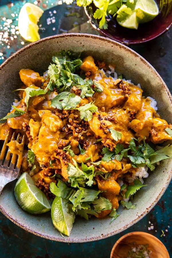 Simple Thai yellow chicken curry with spicy garlic butter