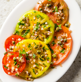 Simple tomato salad with capers and parsley