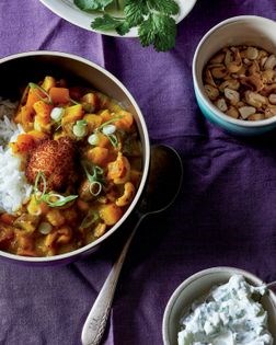 Simple vegetable curry with roasted cauliflower
