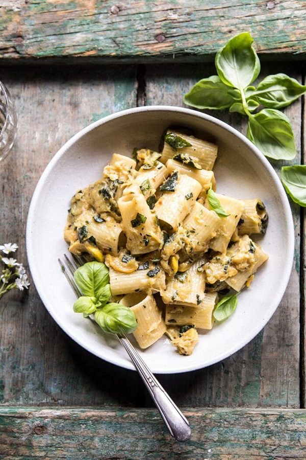 Simplest basil zucchini Parmesan pasta