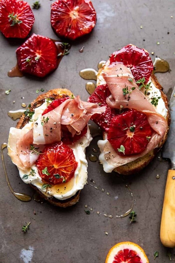 Simplest whipped ricotta toast with lemon thyme honey