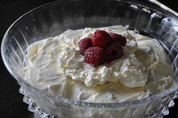 Simplified Limoncello tiramisu with raspberries