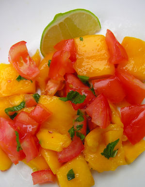 Simplified mango and tomato salad