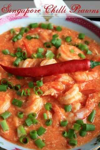 Singapore chilli prawns