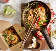 Singapore-style noodles with prawns