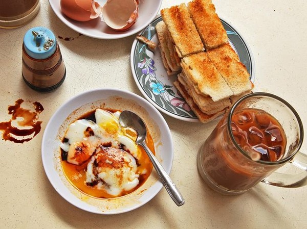 Singapore-style soft cooked eggs with kaya jam and toast