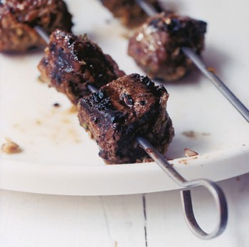 Sirloin kebabs with Southeast-Asian-style spice paste
