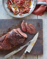 Sirloin with piquillo peppers and capers