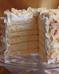 Six-layer coconut cake with passion fruit filling