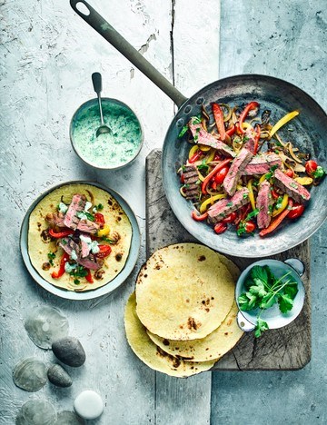 Sizzling steak fajitas