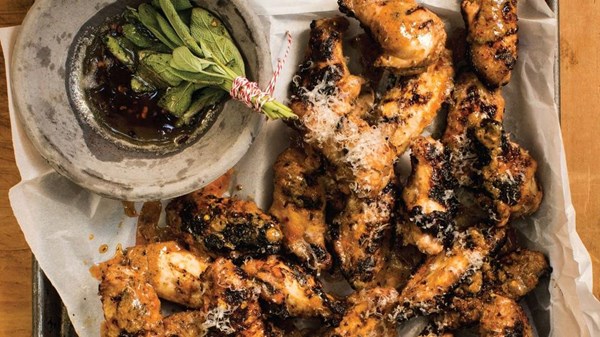 Sizzling wings with hot sage butter and Romano 