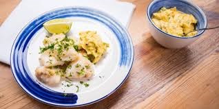 Skate cheeks with dill and caper mayonnaise