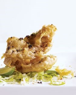 Skate wings with ginger-garlic-black bean crumbs 
