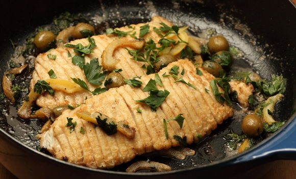 Skate with preserved lemon and olives