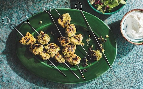 Skewered chicken marinated in lemon, parsley and garlic