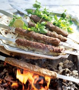 Skewered ground lamb kabab (Kabab-e kubideh)