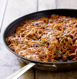 Skillet-baked spaghetti