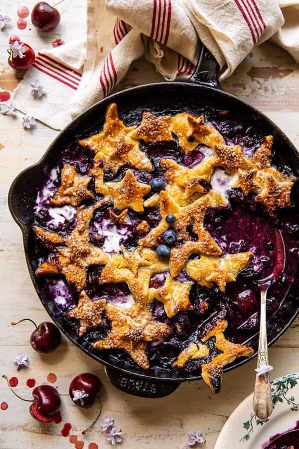 Skillet blueberry bourbon pandowdy
