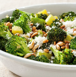 Skillet broccoli with pine nuts and Parmesan
